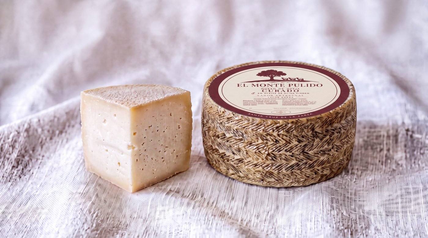 Queso curado de oveja El Monte Pulido, rueda y cuña